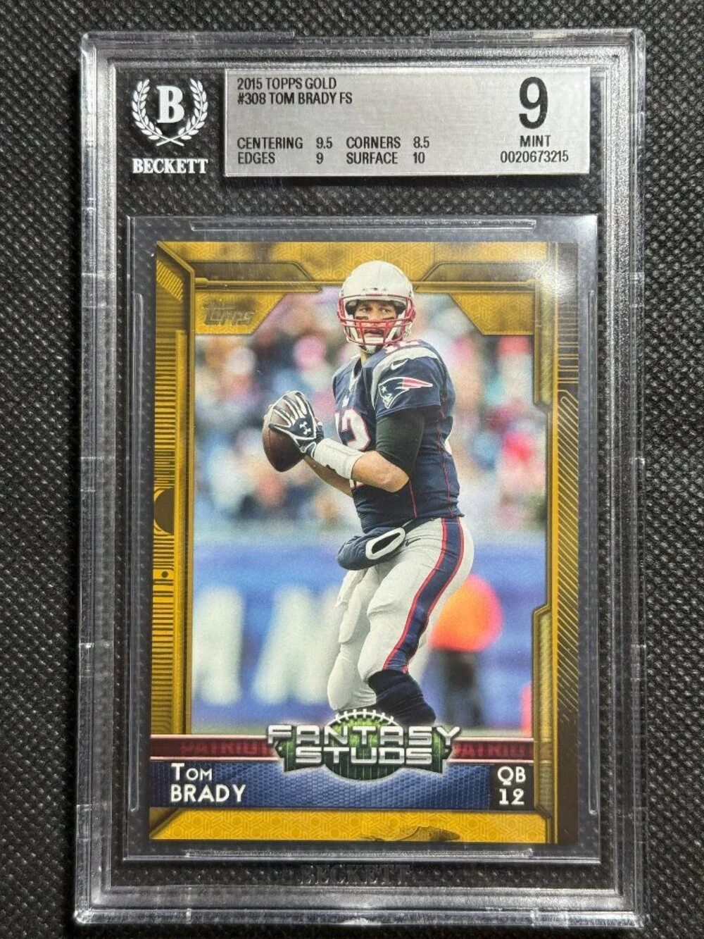 2015 TOPPS GOLD /2015 SP TOM BRADY BGS 9 MINT NEW ENGLAND PATRIOTS